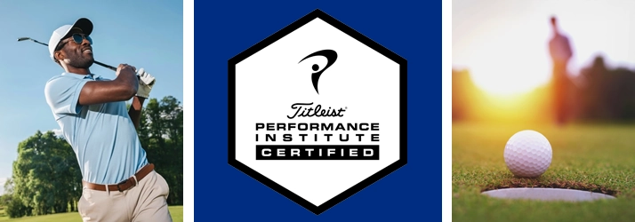 Chiropractic Livingston NJ Titleist Performance Institute A photo grid of people golfing and the Titleist Performance Institute (TPI) logo.